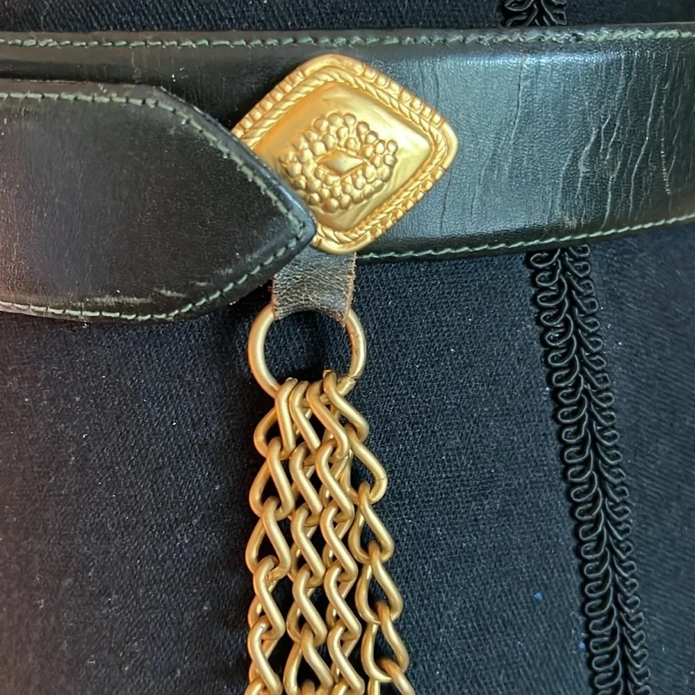 ESCADA Women’s Collaboration with Avignon Black Leather Belt Gilded Gold Charms